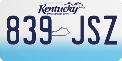 KY license plate 839JSZ