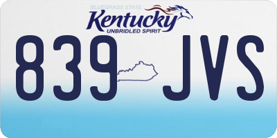 KY license plate 839JVS