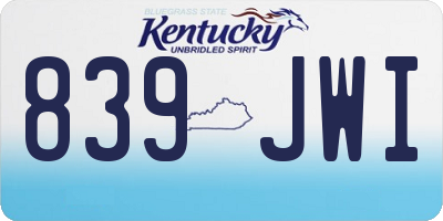 KY license plate 839JWI
