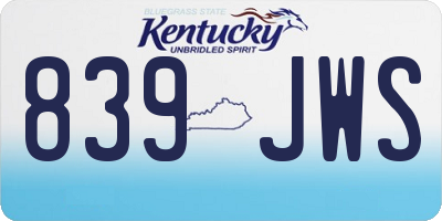 KY license plate 839JWS