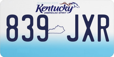 KY license plate 839JXR