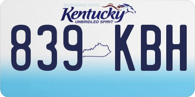 KY license plate 839KBH