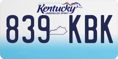 KY license plate 839KBK