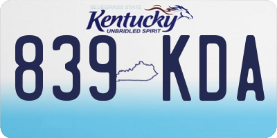 KY license plate 839KDA