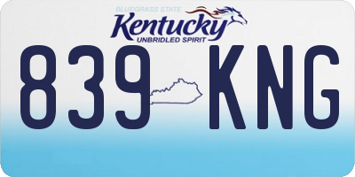 KY license plate 839KNG