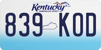 KY license plate 839KOD