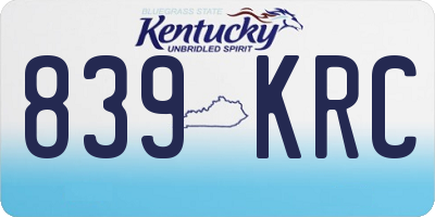 KY license plate 839KRC