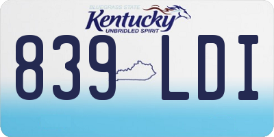 KY license plate 839LDI
