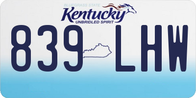 KY license plate 839LHW