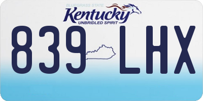 KY license plate 839LHX