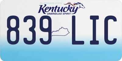 KY license plate 839LIC