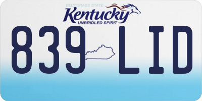 KY license plate 839LID