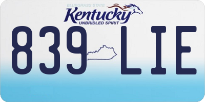 KY license plate 839LIE