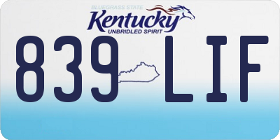 KY license plate 839LIF