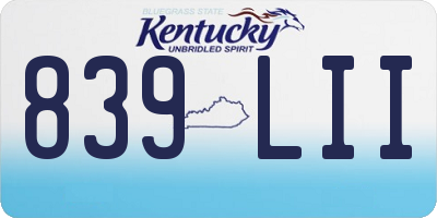KY license plate 839LII