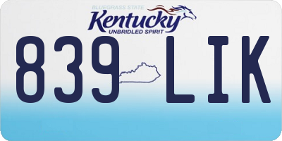 KY license plate 839LIK