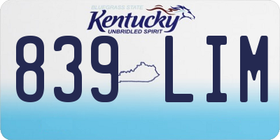KY license plate 839LIM