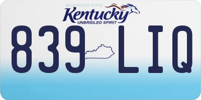 KY license plate 839LIQ