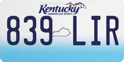 KY license plate 839LIR