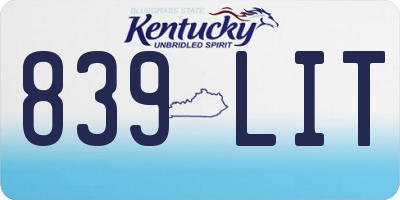 KY license plate 839LIT
