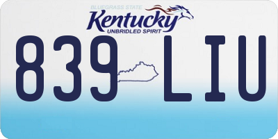 KY license plate 839LIU