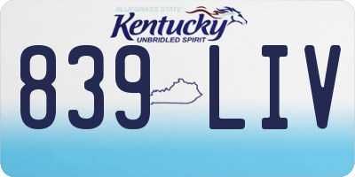 KY license plate 839LIV