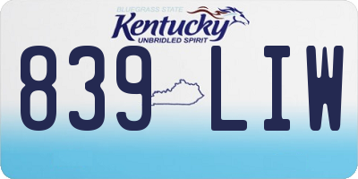 KY license plate 839LIW