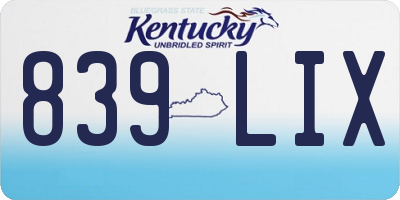 KY license plate 839LIX