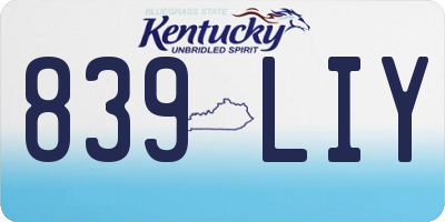 KY license plate 839LIY