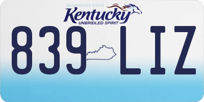 KY license plate 839LIZ