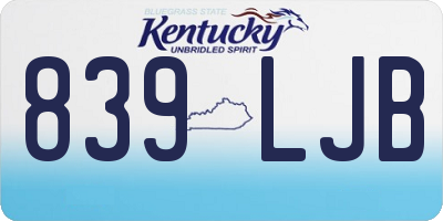 KY license plate 839LJB