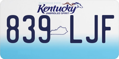 KY license plate 839LJF