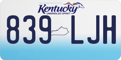 KY license plate 839LJH