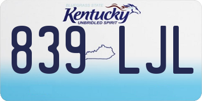 KY license plate 839LJL