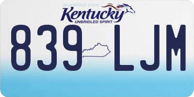 KY license plate 839LJM