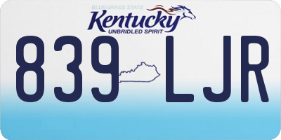 KY license plate 839LJR