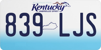 KY license plate 839LJS
