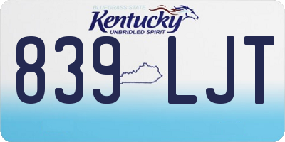 KY license plate 839LJT