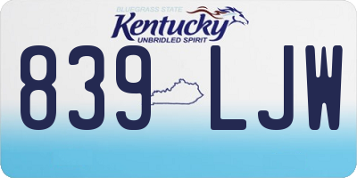 KY license plate 839LJW