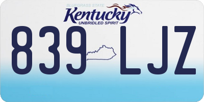 KY license plate 839LJZ