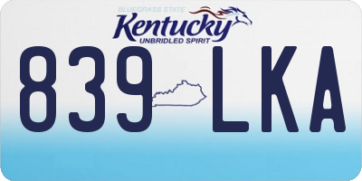 KY license plate 839LKA