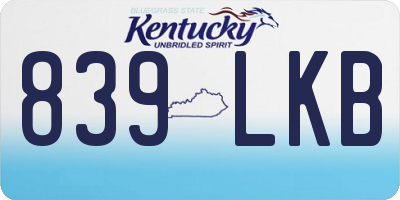 KY license plate 839LKB