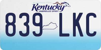 KY license plate 839LKC