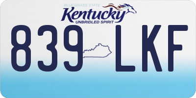 KY license plate 839LKF