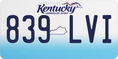KY license plate 839LVI