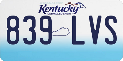 KY license plate 839LVS