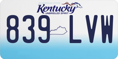 KY license plate 839LVW