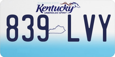 KY license plate 839LVY