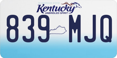 KY license plate 839MJQ