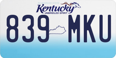 KY license plate 839MKU